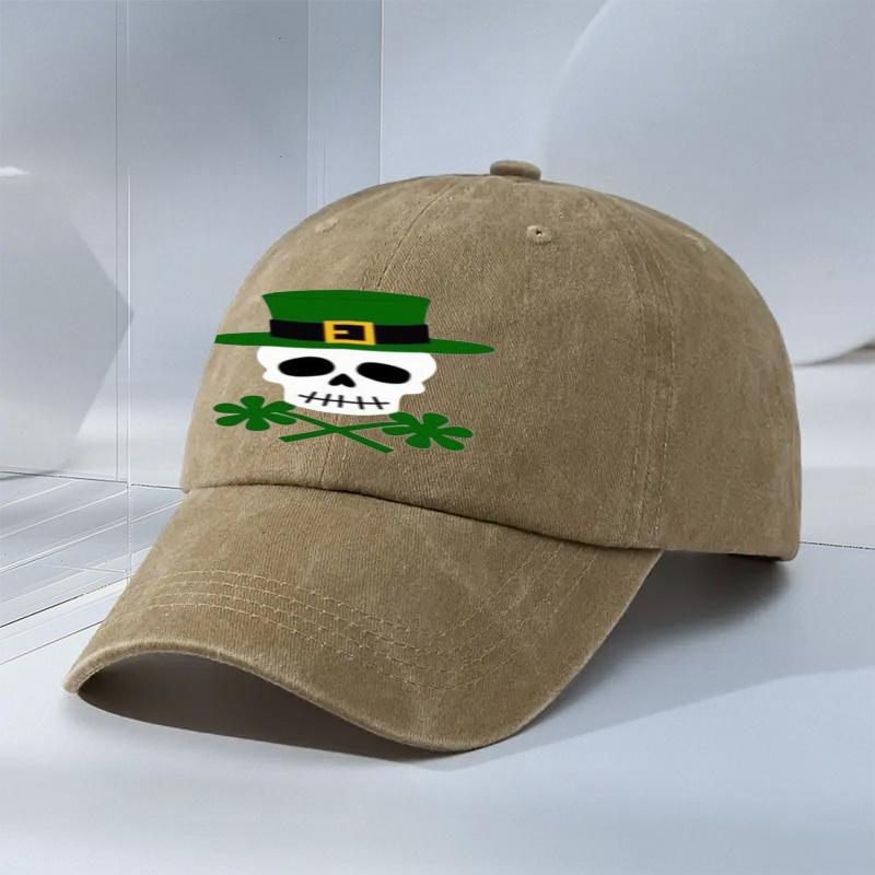 Skull Leprechaun Hat Shamrock Baseball Cap St Patricks Day Casual Adjustable Polyester Hat for Men Women