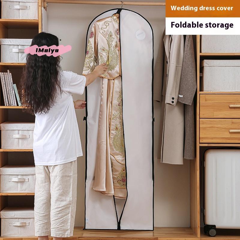 M-Clothes Hanging Dust Cover Wedding Dress Cover Suit Coat Storage Bag Transparent Fully Enclosed Clothes Cover With Zipper