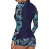 Women Two Pieces Vintage Print Rash Guard Swimwear Long Sleeve Shirt Shorts Surf Top Retro Print Running Shirt Split Swimsuit