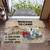 Outdoor Camping Van Welcome Mat With Cheerful Camping Van Non-slip Kitchen Bathroom Entracne Rugs Living Room Washable Carpet