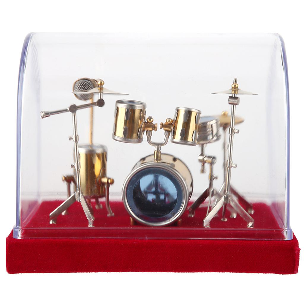 Miniature Musical Instrument Drum Set Model Display Mini Ornaments Craft Home Decor (14cm)
