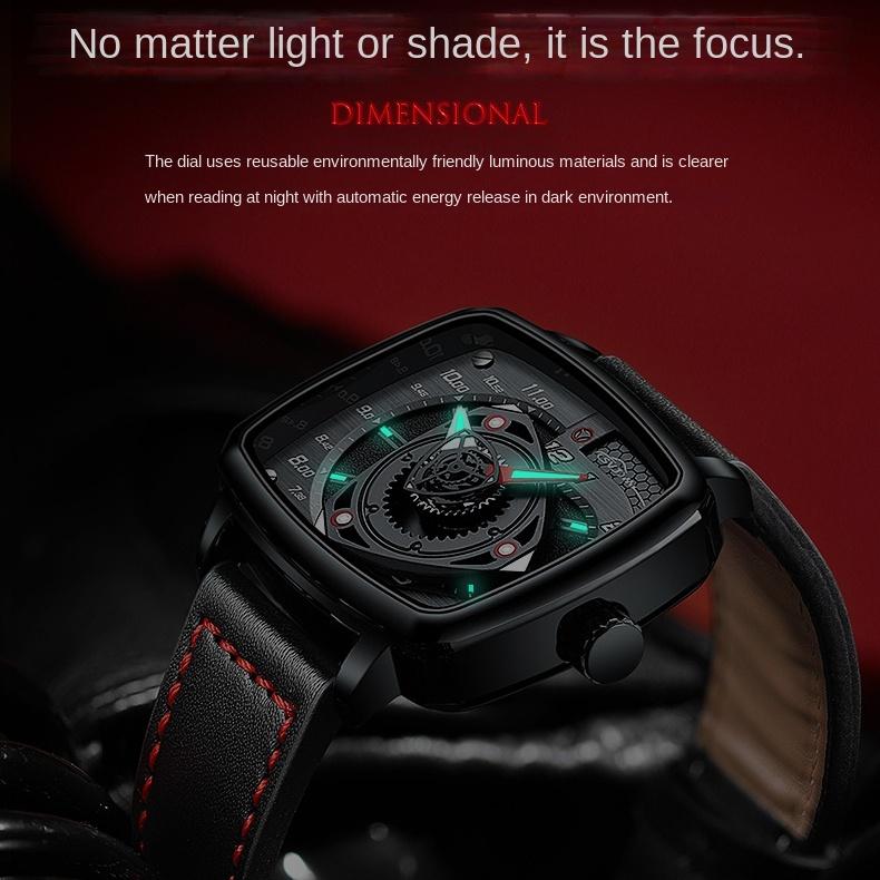 Męski zegarek SVJ Rotor Hub Engine Wysokiej jakości autentyczny kuty zegarek retro z wydrążonym kwadratem