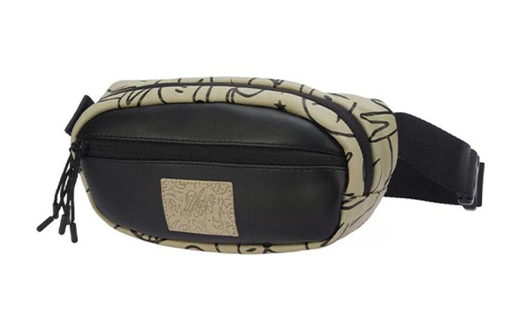 Li Ning Wade, Artist DFT Collaboration Fabric Shoulder Bag, Crossbody Bag, Fanny Pack Regular Unisex Khaki ABDR550-2