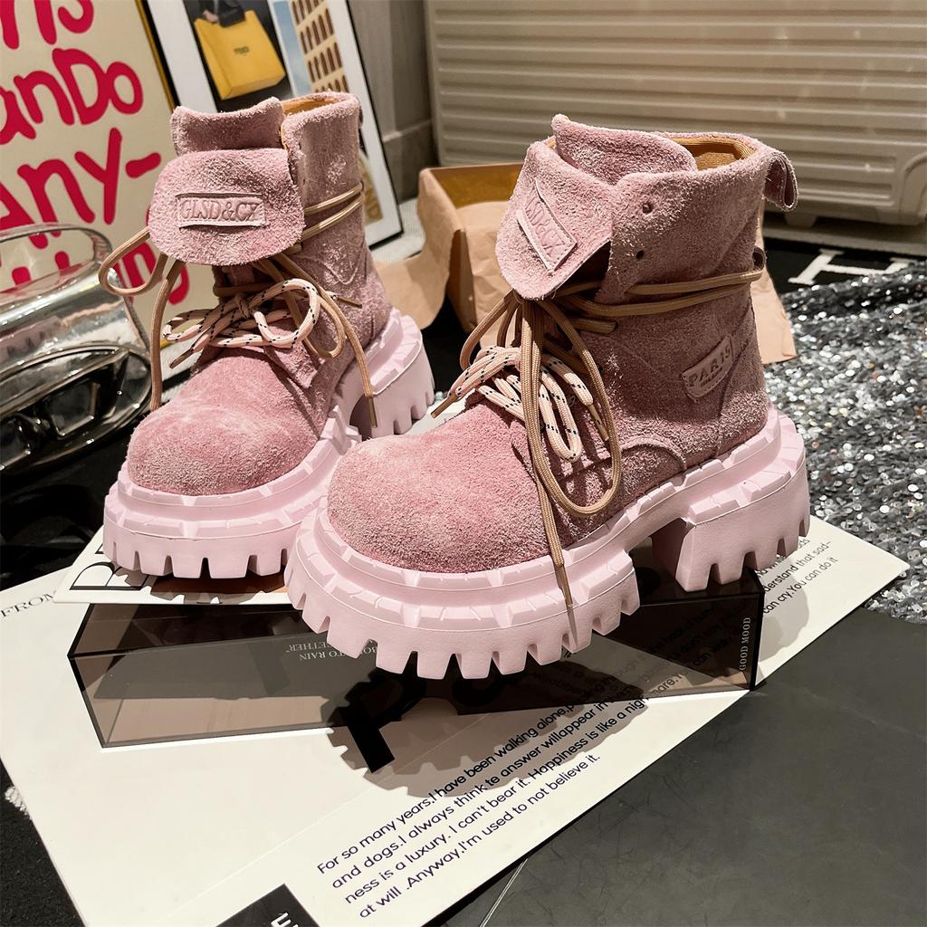 Martin Boots Big Head Matte 2025 Popular Candy Color Locomotive Boots Short Boots Handsome Tooling Babes Flat Shoes Women's Shoes