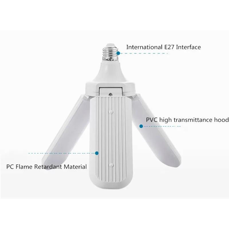 Високопотужна світлодіодна лампа E27 з широким діапазоном напруги, складане гаражне світло, висока яскравість, лампа зі стабілізованим струмом, лампа-літаюча тарілка