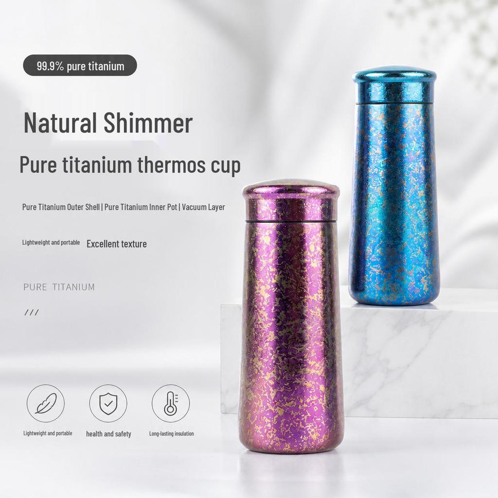 Pure Titanium Three-Layer Mushroom Thermos Cup - Tea & Water Separation Gift