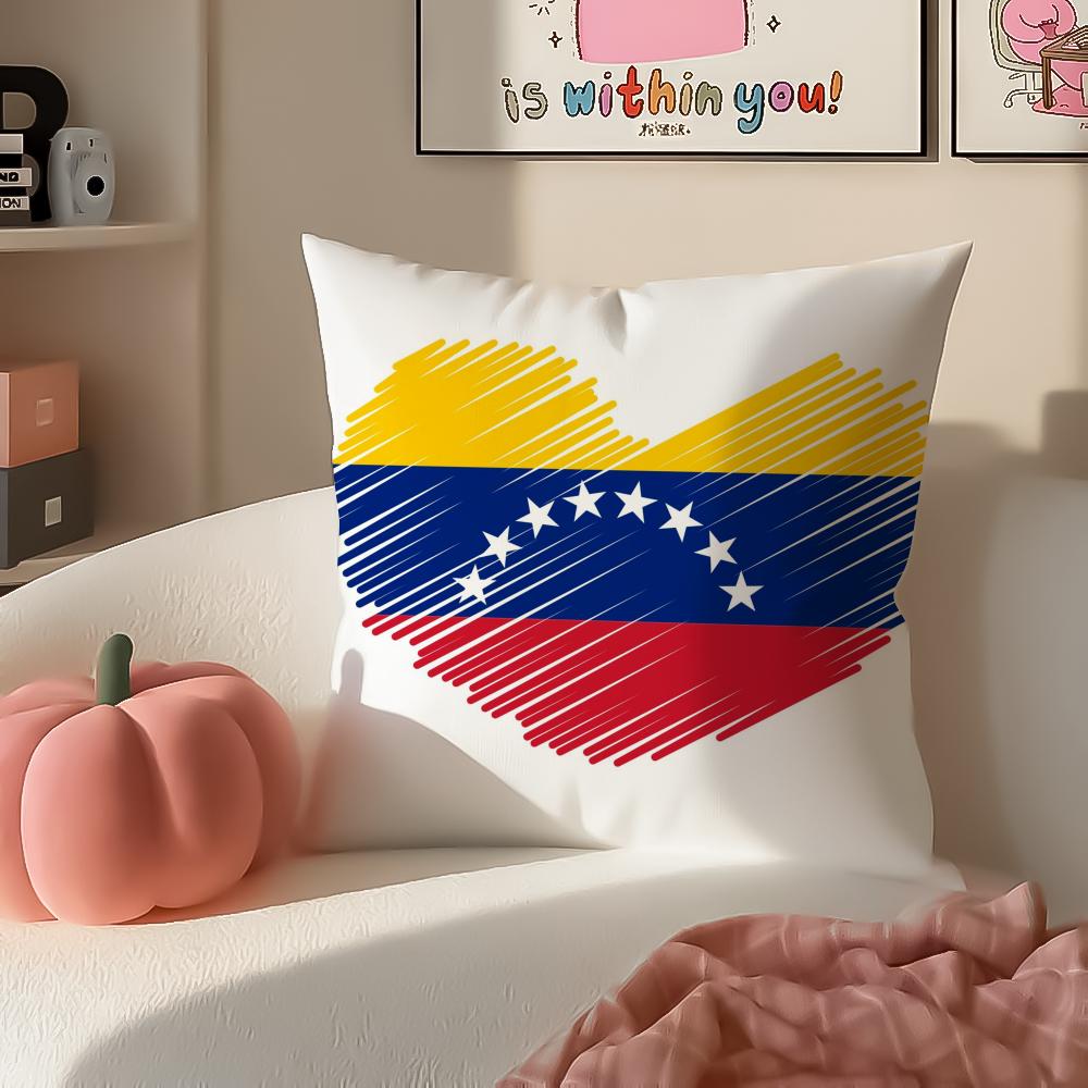 Vibrant Cultural Art VVenezuela Cushion Cover Pillowcase Short Plush Invisible Zipper Room Sofa Cushion Cover