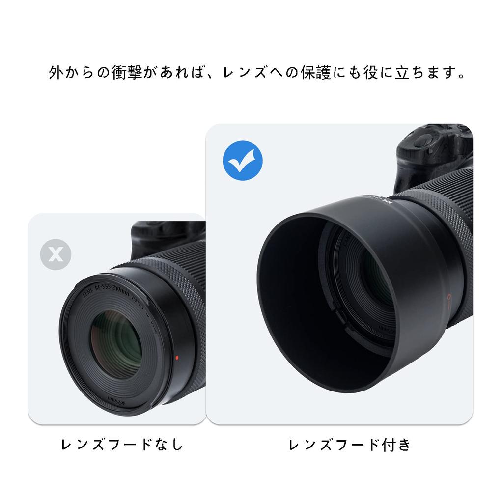 JJC Reversible Lens Hood for Canon Compatible IS STM Compatible with Canon EOS R50 Telephoto Zoom Lens ET-60B ET-60B RF-S 55-210mm F5-7.1 Lens,