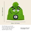 Novelty LED Beanie for Boys Factory Price Logo and Color Custom LOGO Cute Cartoon Green Knitted Hat with LED Headlamp