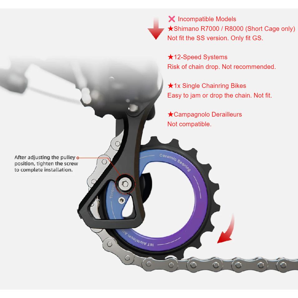 18T Bicycle Jockey Wheel Rear Derailleur Ceramic Pulley Bike Guide For AXS RED Road Bike L-TWOO ERX ER9 R9 R7 Ultralight 18T