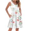 Women's Summer Fashion Casual V-neck Pleated Stitching Small Floral Print Sleeveless Vest Dress With Pockets