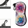 2D-Colorful Floral Pattern Zipper Sunglasses Case, Protective Eyewear Container with 3D Flower Print, Travel Glasses Organizer for Women Gift