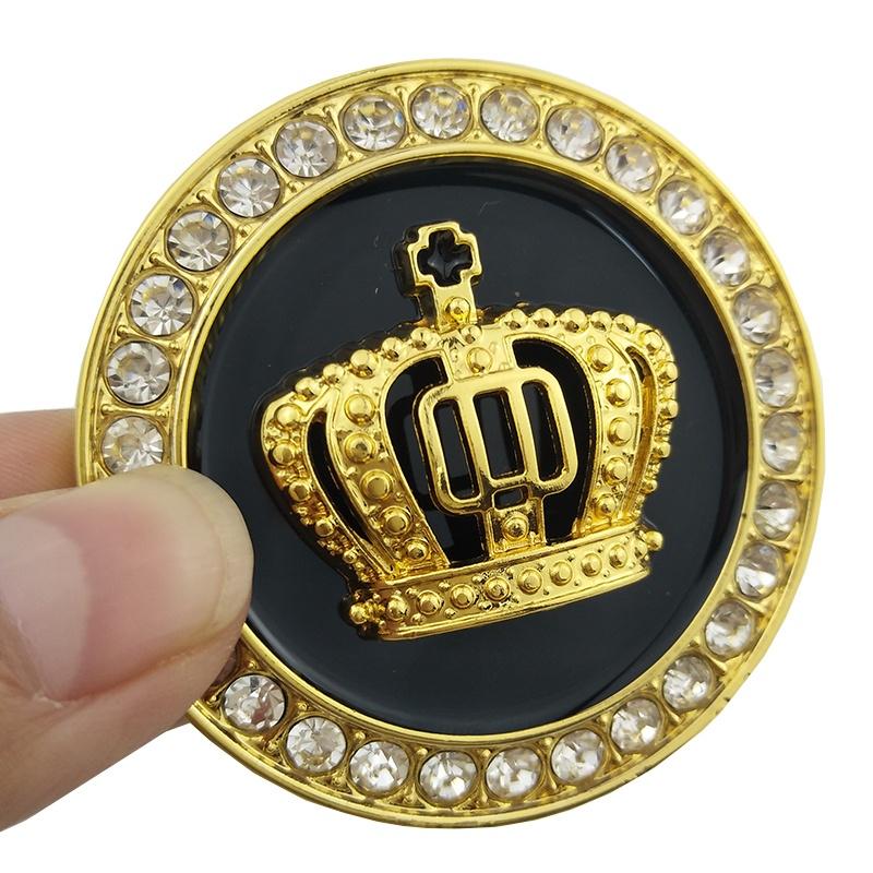 3D Metal Crown Diamond Car Styling Decoration Sticker Accessories Gold Silver