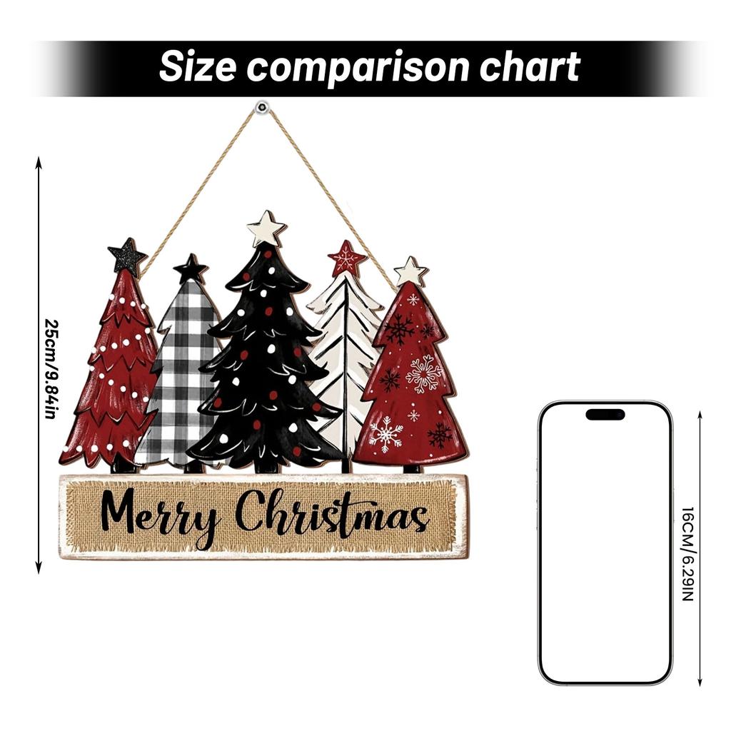 2D Flat Wooden Christmas Hanging Plaque Sign for Holiday Home Wall Decor