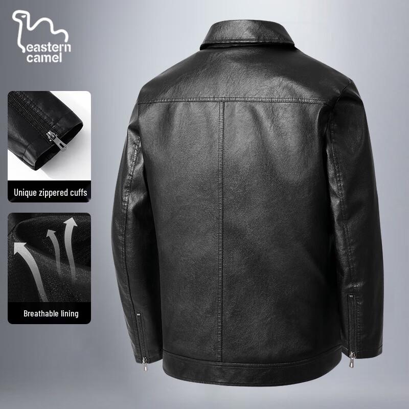 EASTERN CAMEL Jaqueta Masculina de Couro PU Outono Inverno Caimento Solto