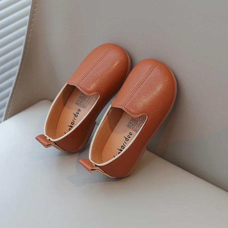 Kids Casual Shoes for Girls Slip-on Leather Flats Moccasins Children Loafers Toddlers Boys Flats for Wedding Party Soft Classic