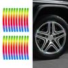 20pcs/set Colorful Reflective Car Stickers Safety Warning Adhesive Reflectors Tapes Stripe Exterior Decoration For Vehicle Wheel