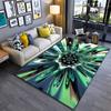 Abstrakter Teppich mit grün-schwarzem Blumenmuster für Wohnzimmer-Dekoration Geeignet für die Verwendung als Antirutschmatte für Wohnzimmer, Schlafzimmer, Sofas