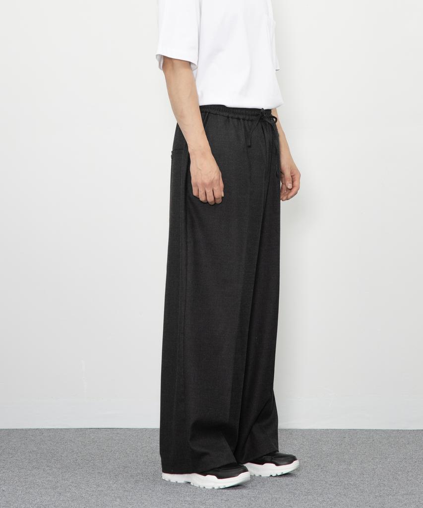 RAW TO RAW Mrp053 Elastic Waist Wool Wide Pants (Lock)