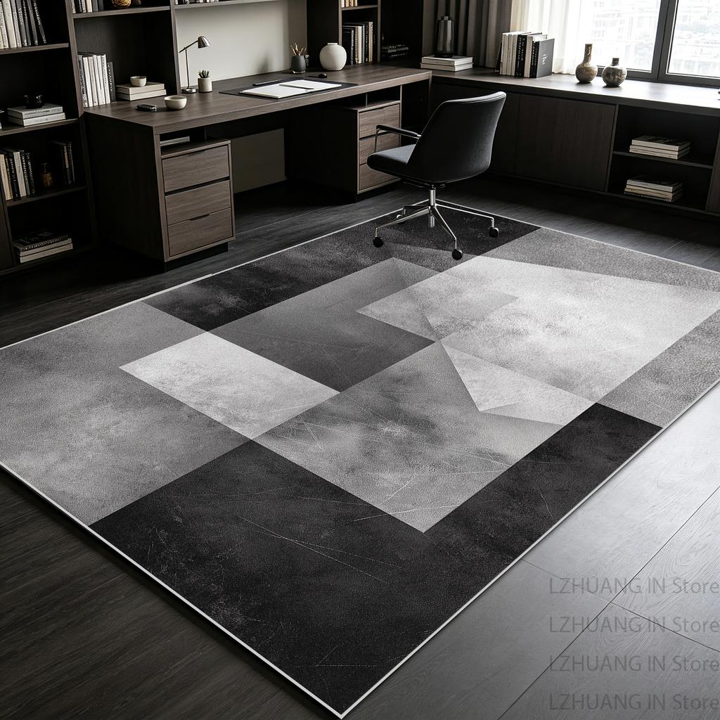 Minimalism Black White Gray Geometric Study Carpet Antiskid Easy Cleaning Living Room Rug Washable Room Decoration Home Mat