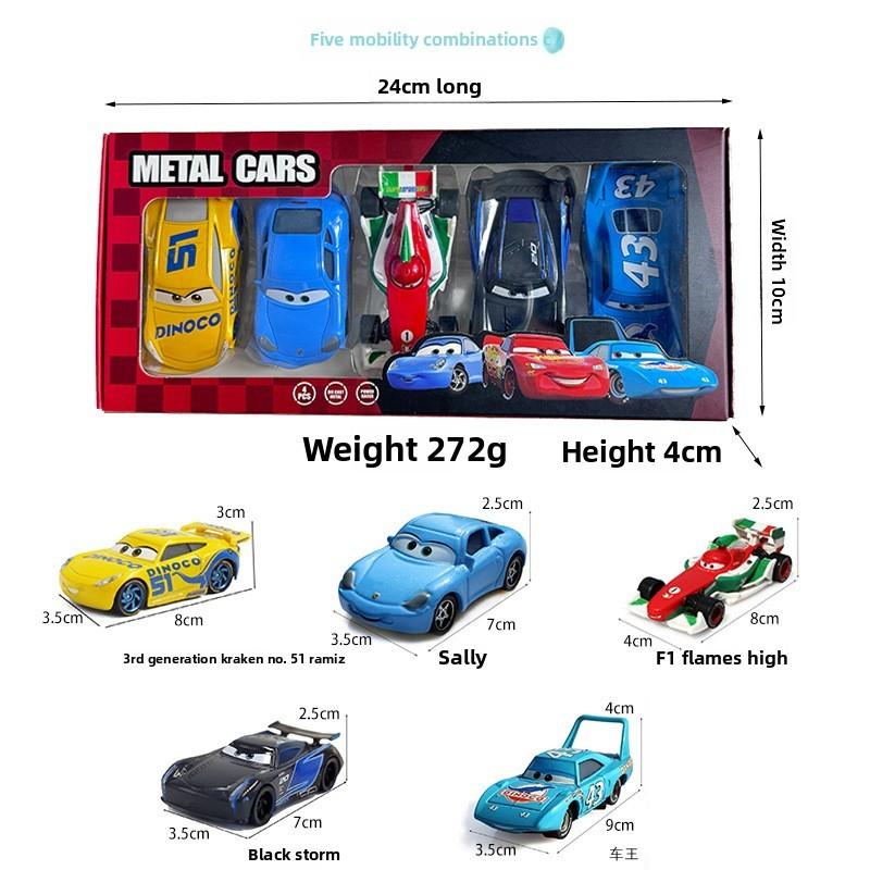 Cars Lightning Mcqueen Alloy Toy Car Set For Childrens Cartoon Gift Fun Box