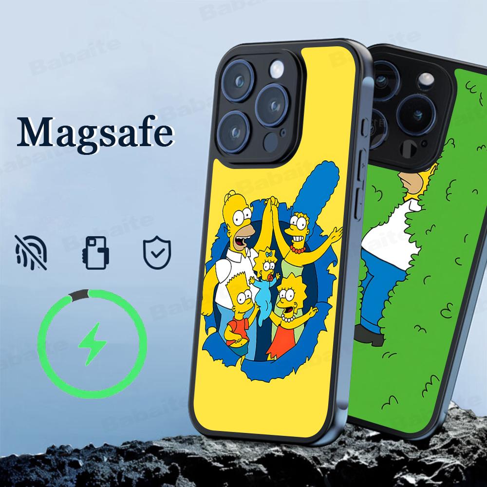 Cartoon The S-Simp-sons Phone Case Magesafe Magnetic Wireless Charge Case For IPhone 16 11 12 13 14 15 Pro Max Plus Mini