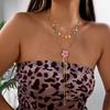 Boho Multilayer Necklace For Women Colorful Enamel Daisy Flower Imitation Pearl Y‑Shape Adjustable Long Chain Choker Party Gift