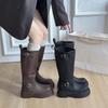 Thick-soled black boots women's 2025 new spring and autumn but knee-long boots Maillard skinny tall knight boots
