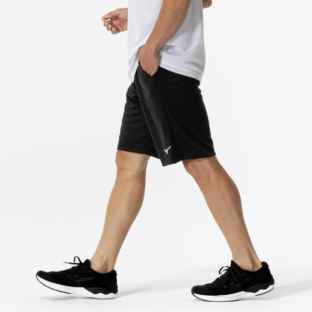 Mizuno Training Wear Navidry Knit Current Model L Shorts, Shorts, Sweat-Absorbent, Quick-Drying, UV, UPF15, (32MDC190), Men's, Black/Silver,