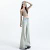 Light-colored Wide-leg Big Flared Jeans for Womens Spring Updated High-waisted Slimming Stretch-loose Horseshoe Pants