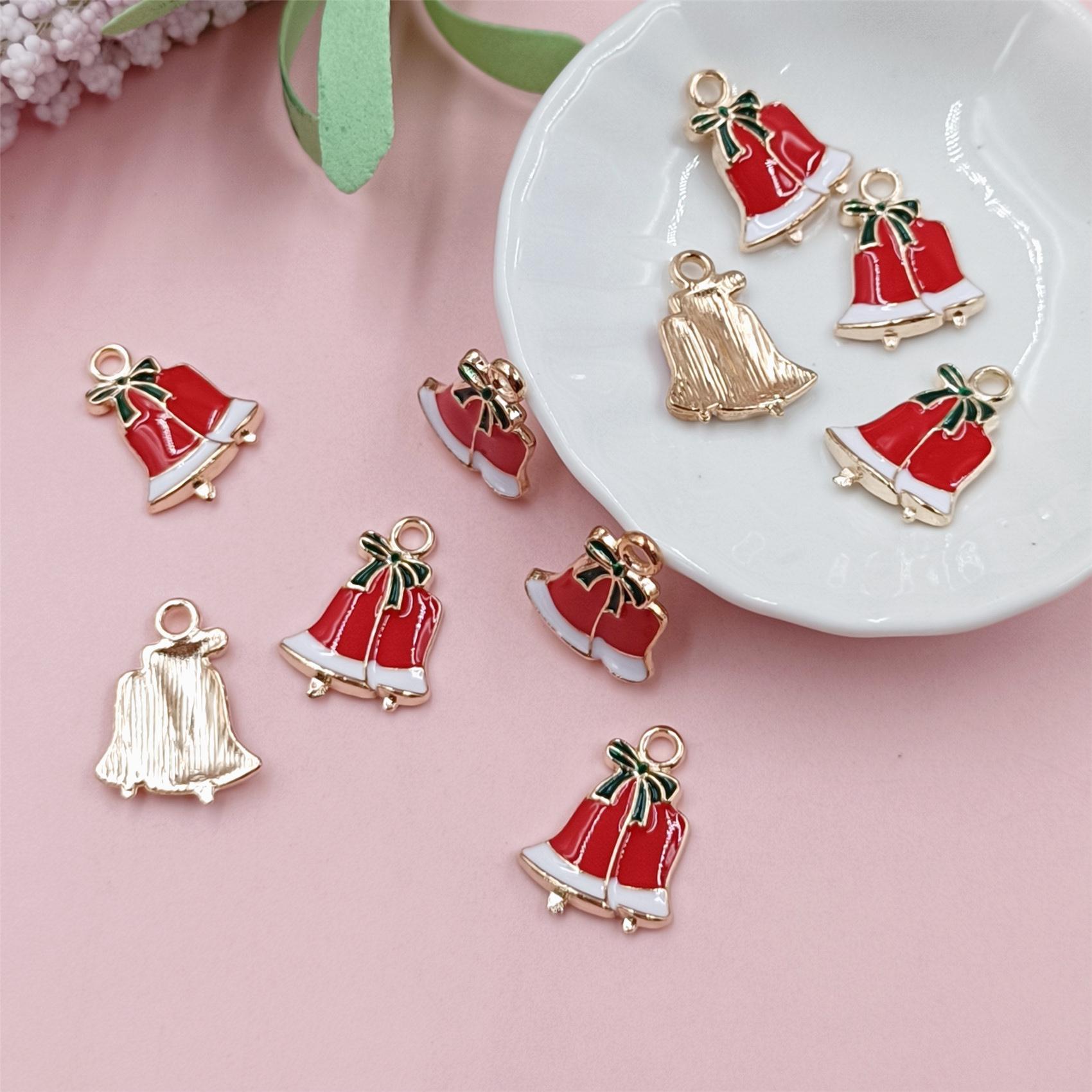 

10 шт. DIY милый сплав Рождественский кулон Санта-Клаус ручная работа рождественские украшения колокольчик ожерелье масляная капельница Рождественская елка ювелирные изделия аксессуары ручной работы Bell 2