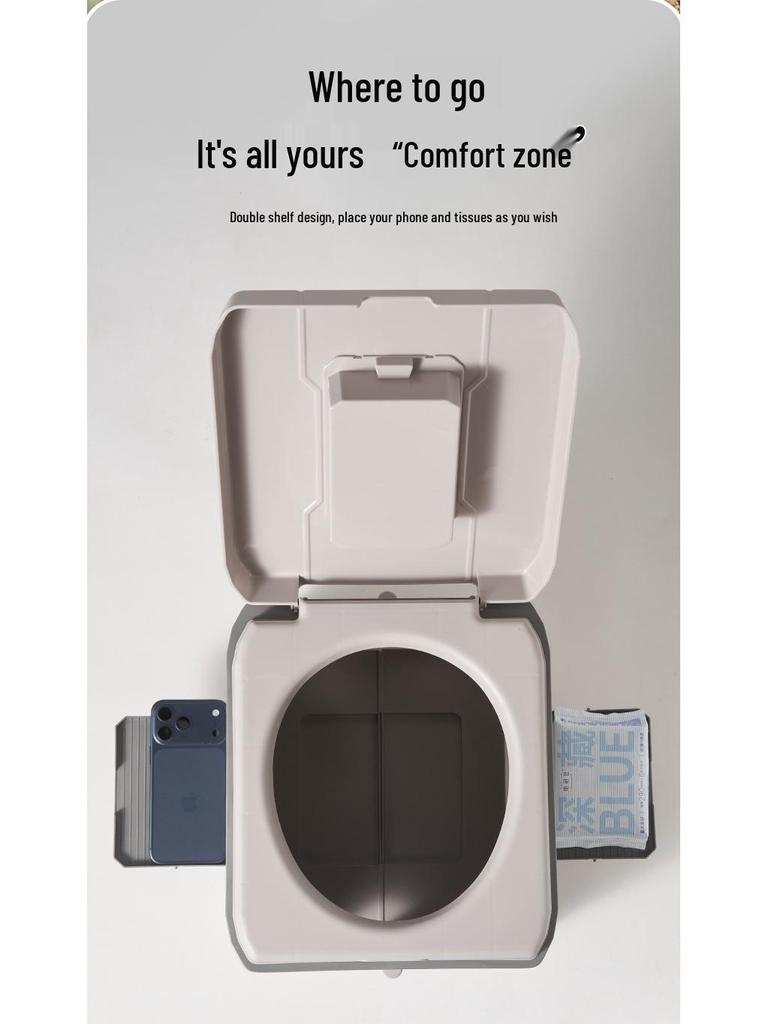 Portable Odor-Proof Folding Car Toilet and Trash Can for Outdoor and Self-Driving Tours