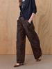 MAXZA Vintage Leopard Curved Wide Cotton Pants