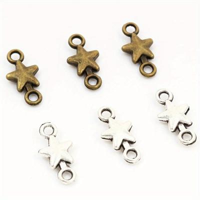 100Pcs/Bag 15x7mm Five-Point Star Style Connector Handmade Charms Pendant DIY for Bracelet Necklace