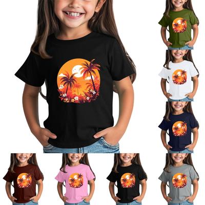 Children's Fashion Daily Printed Round Neck Short Sleeved Casual T-shirt Top
