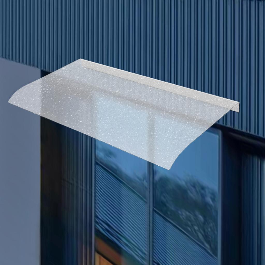 0.14in Thick Solid Curved Transparent Window Sunshade, Soundproof Outdoor Integrated Structure Canopy for Corridors and Terraces