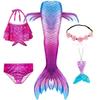 New The Little Mermaid Tails Ariel Memaid Swimsuit Bikini Bathing Suit Halloween Costume Girls Can Add Monofin for Pool Swim