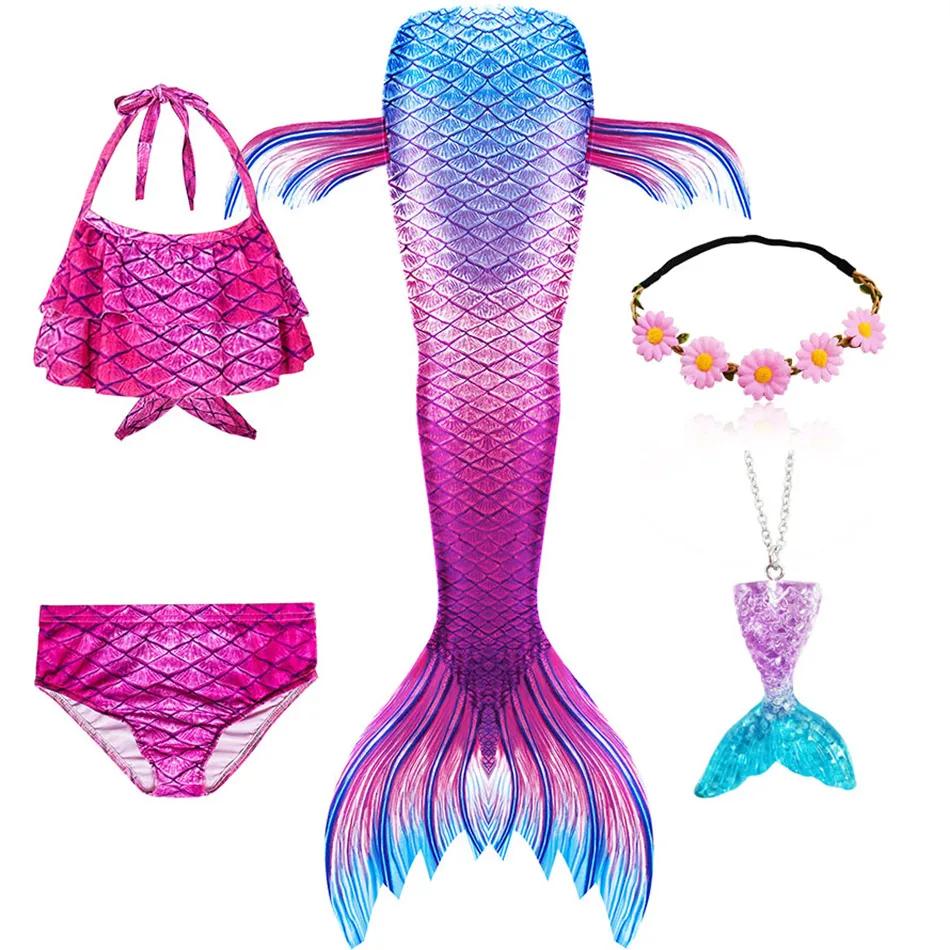 New The Little Mermaid Tails Ariel Memaid Swimsuit Bikini Bathing Suit Halloween Costume Girls Can Add Monofin for Pool Swim