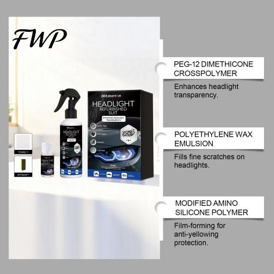Minor Scratch Repair Polish Headlight Restoration Kit, Car Lens Cleaner for Yellow Haze, Mirror Shine UV Protection Remover, Restore Clarity