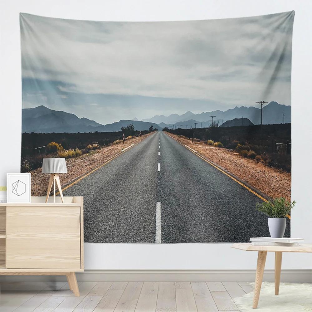 Forrest Highway Landscape Print Pattern Tapestry Home Decor Bedroom Wall Background Cloth Hanging Cloth 230x180 Cm