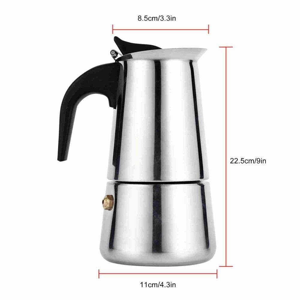 300ml Moka Pot Stainless Steel Espresso Maker Latte Maker Percolator  Cafe Brewing