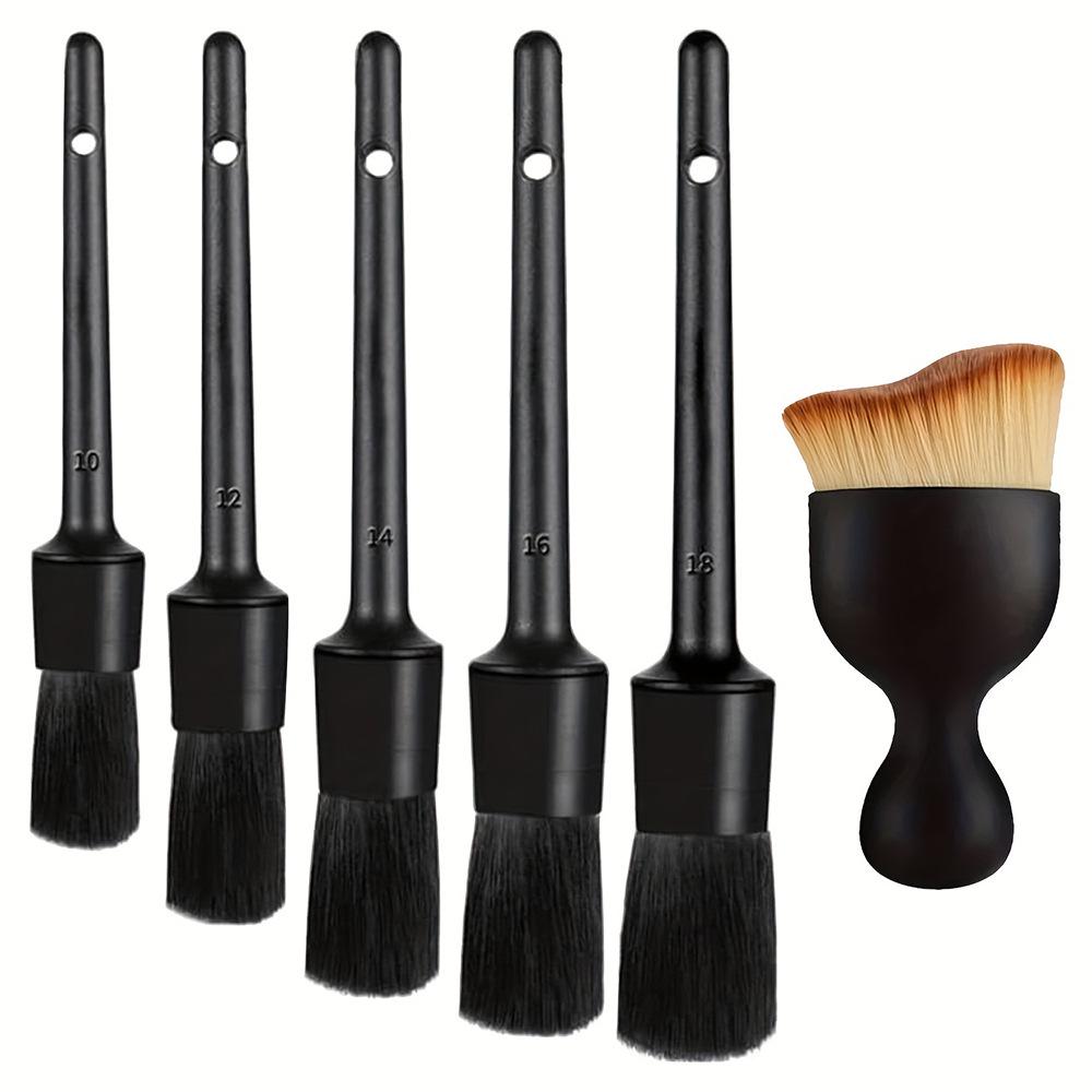 Six-Piece Car Interior Detailing Brush Set with Soft Bristles for Dusting and Cleaning Gaps and Air Vents