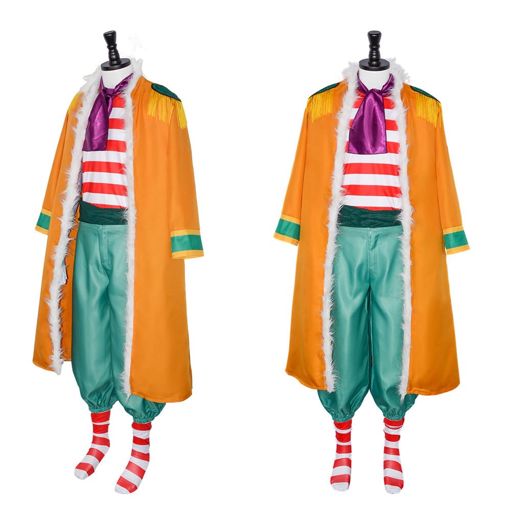 Buggy the Clown Cosplay Set with Hat and Stage Outfit for School and Cultural Festivals Costume, One-Piece Wig, Christmas, Halloween, Events, Year-End