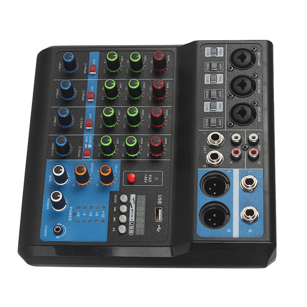 Sound Mixing Station Small 5 Way Live Recording DJ Sound Card Console Mixer USB Bluetooth Digital Effector EU Plug