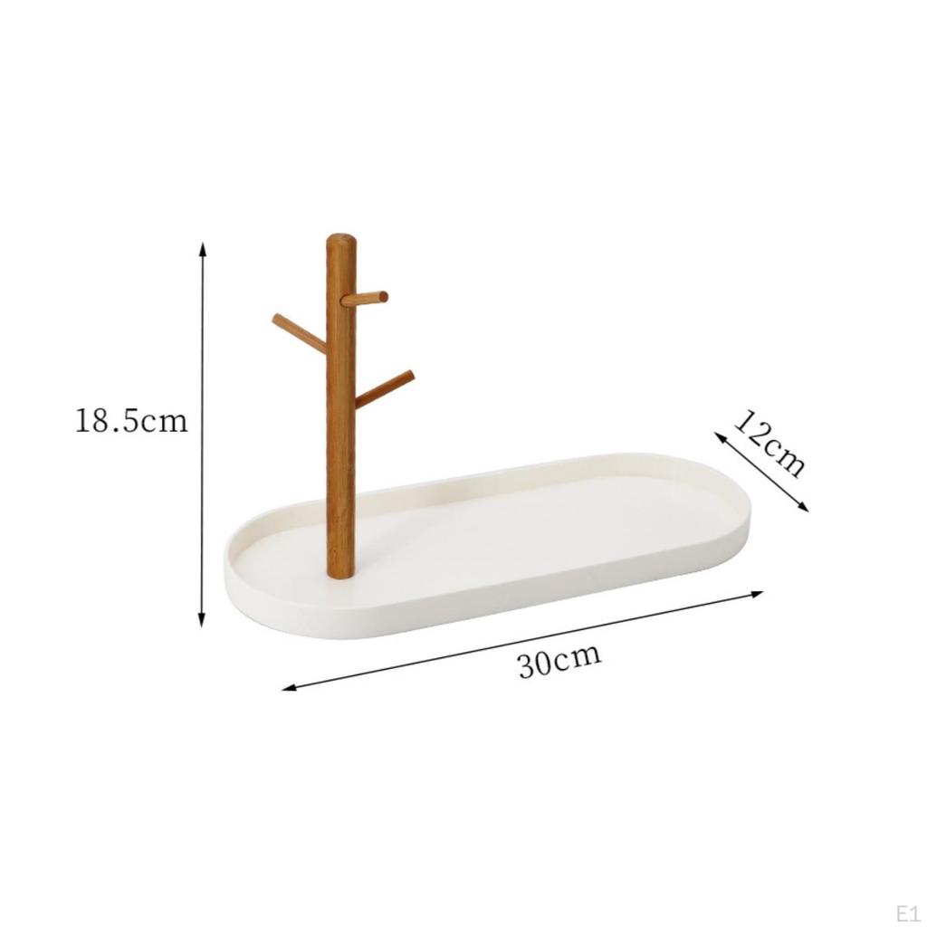 Branch Stand Tray Tabletop Key Jewelry Raised Edges Black