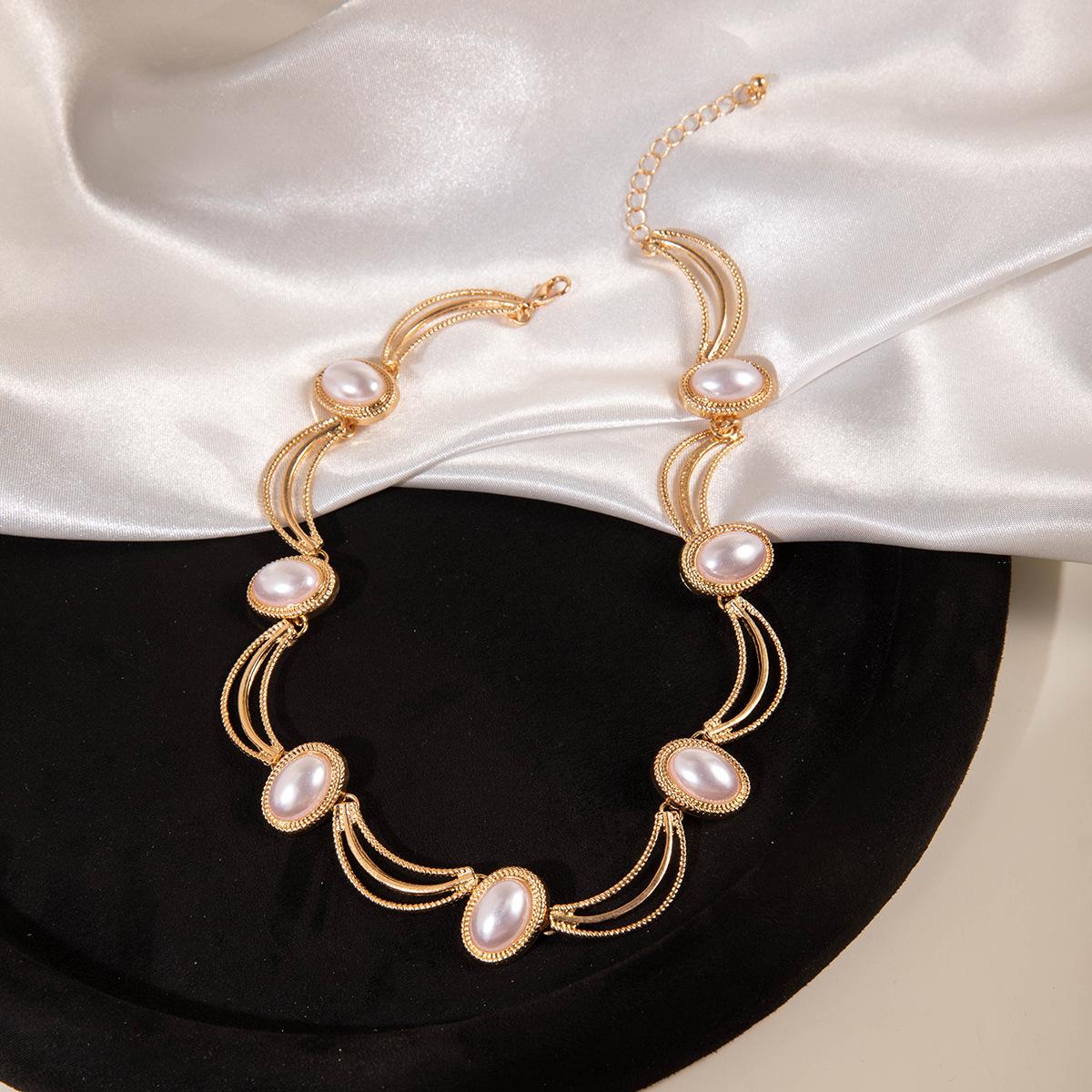 

Средневековое овальное геометрическое колье в придворном стиле, французская ретро нишевая цепочка на ключицу, шейная цепочка для женщин