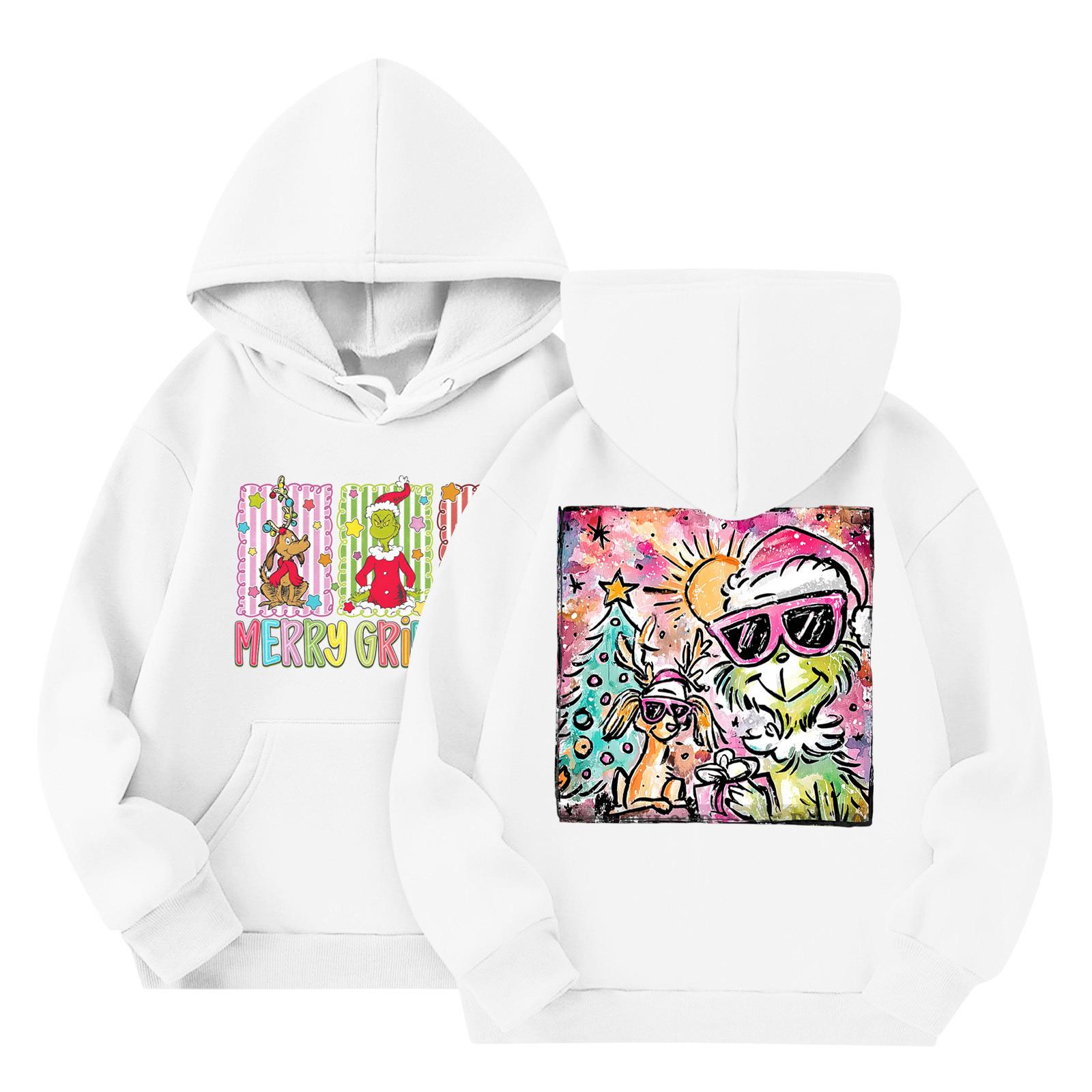 

Детская мода Легкий пуловер с длинным рукавом с карманами Толстовка с принтом 160 белый