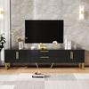 High-gloss TV Cabinet: Floor, Golden Handles and Feet, Door with Engraved Texture, Living room.[OLD SKU: WF315516517AAA]