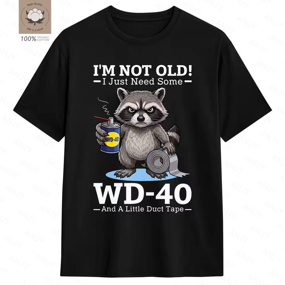 Moda Unisex Verano Manga Corta Búho No Soy Viejo Solo Necesito WD40 Un Poco de Cinta Adhesiva Camiseta Gráfica Camisetas Gráficas Casuales
