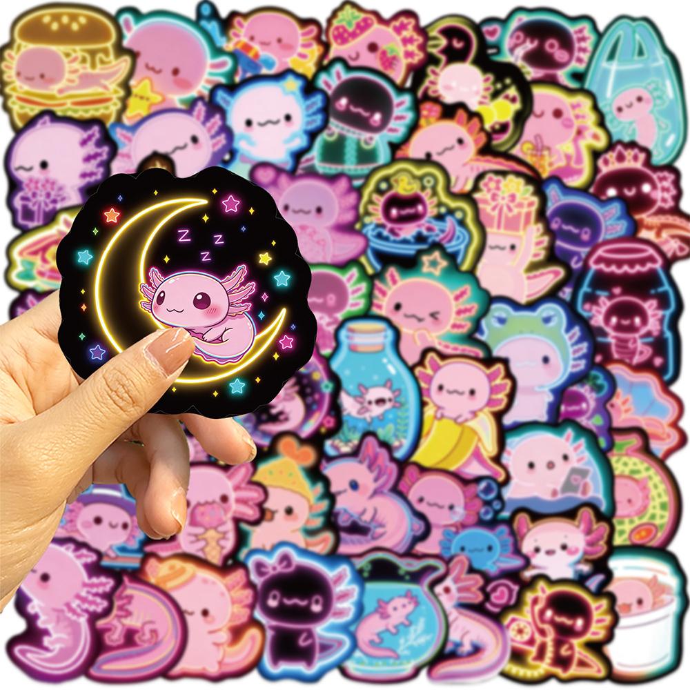 10/30/50pcs Kawaii Cute Neon Axolotl Stickers Cartoon Colorful Graffiti Decals DIY Stationery Phone Notebook Sticker Decoration